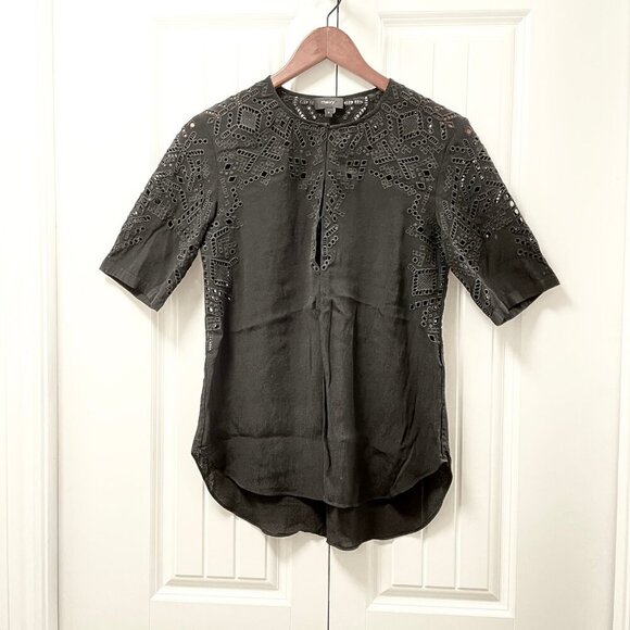Theory Antazie E2 Ghost Crepe Eyelet Top Black – XS - Picture 7 of 16